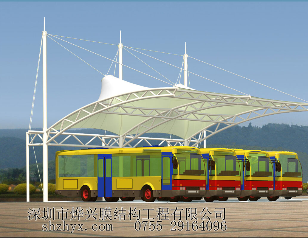 【膜結(jié)構(gòu)工廠促銷(xiāo)】中巴、大巴膜結(jié)構(gòu)車(chē)棚